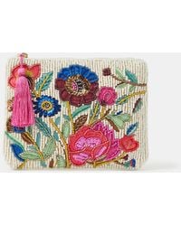 Accessorize - Cotton Floral Beaded Pouch - Lyst