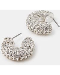Accessorize - Chunky Diamanté Hoop Earrings - Lyst