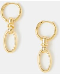 Accessorize - 14Ct-Plated Knot Link Drop Hoop Earrings - Lyst