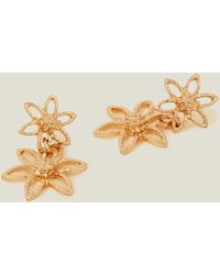 Accessorize - Women's Gold Flower Statement Earrings - Lyst