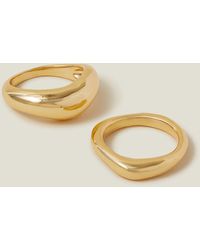 Accessorize - Women's 2-pack 14ct Gold-plated Irregular Rings Gold - Lyst