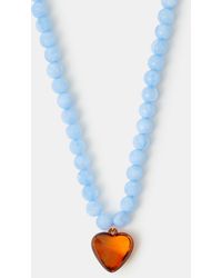 Accessorize - Beaded Heart Pendant Necklace - Lyst