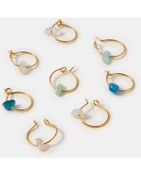 Accessorize - 4-Pack 14Ct-Plated Semi-Precious Hoop Earrings - Lyst