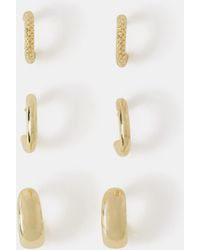 Accessorize - 3-Pack 14Ct-Plated Chunky Huggie Hoop Earrings - Lyst