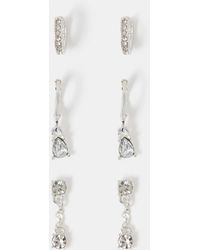Accessorize - 3-Pack Stone Drop Hoop Earrings - Lyst