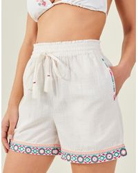 Accessorize - Women's Seersucker Embroidered Shorts White - Lyst