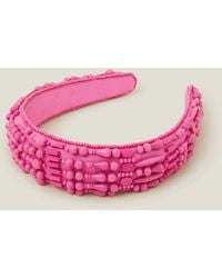 Accessorize - Women's Pink Mixed Bead Headband - Lyst