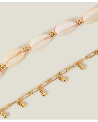 Accessorize - 2-Pack Shell Charm Anklets - Lyst