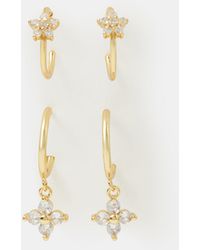 Accessorize - 2-Pack 14Ct-Plated Flower Hoop Earrings - Lyst