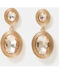 Accessorize - Double Oval Gemstone Drop Earrings - Lyst