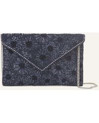 Accessorize - Women's Navy Blue Floral Cotton Embellished Classic Clutch Bag - Lyst