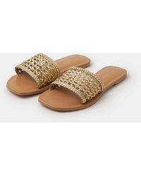 Accessorize - Woven Metallic Leather Slide Sandals - Lyst
