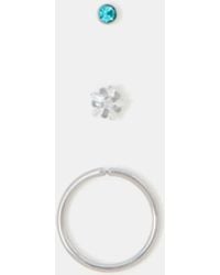 Accessorize - 3-Pack Platinum-Plated Surgical Steel Nose Studs - Lyst