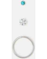 Accessorize - 3-Pack Platinum-Plated Surgical Steel Nose Studs - Lyst