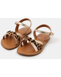 Accessorize - Leopard Print Metallic Leather Sandals - Lyst