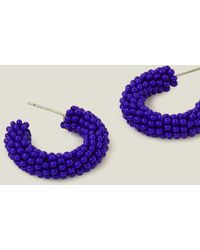 Accessorize - Women's Blue Glass Mini Seed Bead Hoop Earrings - Lyst