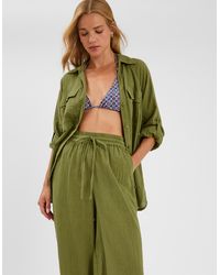 Accessorize - Long Sleeve Collared Regular Cotton Beach Cover Up Shirt - Lyst