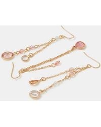 Accessorize - 3-Pack Gem Chain Drop Earrings - Lyst