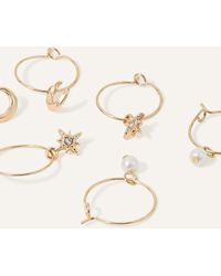 Accessorize - Women's Gold Moon And Star Hoop Earrings Set Of Three - Lyst