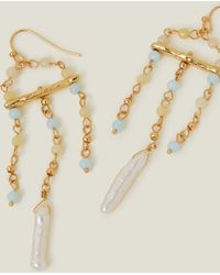 Accessorize - 14ct Gold-plated Pearl Chandelier Drop Earrings - Lyst
