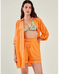 Accessorize - Longline Embroidered Shorts Orange - Lyst