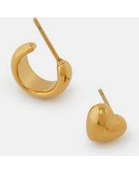 Accessorize - 2-Pack Stainless Steel Heart Stud & Hoop Earrings - Lyst