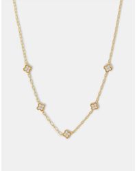 Accessorize - 14Ct-Plated Mother Of Pearl Clover Station Necklace - Lyst