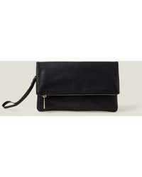 Accessorize - Leather Fold-over Clutch Bag Black - Lyst