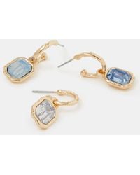 Accessorize - 3-Pack Gemstone Drop Hoop Earrings - Lyst