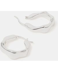 Accessorize - Sterling-Plated Chunky Molten Hoop Earrings - Lyst