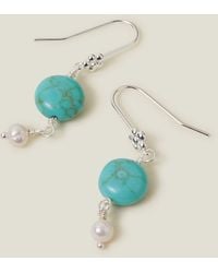 Accessorize - Women's Sterling Silver-plated Turquoise Drop Earrings - Lyst