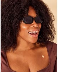 Accessorize - Women's Black Soft Rectangle Sunglasses - Lyst