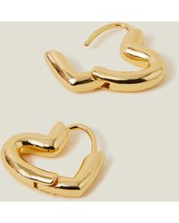 Accessorize - Women's 14ct Gold-plated Heart Hoops - Lyst