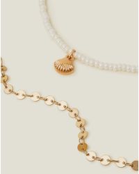Accessorize - Women's Gold 2-pack Shell Charm Anklets - Lyst