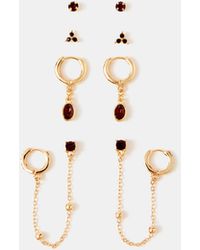 Accessorize - 5-Pack Gem Stud & Chain Hoop Earrings - Lyst