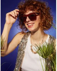 Accessorize - Women's Black Contrast Arm Flat Top Sunglasses - Lyst