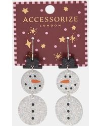 Accessorize - Christmas Snowman Resin Drop Earrings - Lyst