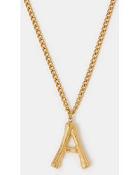 Accessorize - Stainless Steel Bamboo Initial Pendant Necklace - Lyst