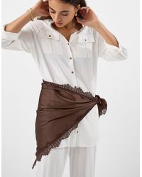 Accessorize - Lace Satin Triangle Scarf - Lyst
