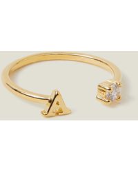Accessorize - Women's 14ct Gold-plated Sparkle Initial Ring Gold - Lyst