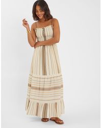 Accessorize - Stripe Strappy Smocked Maxi Dress - Lyst
