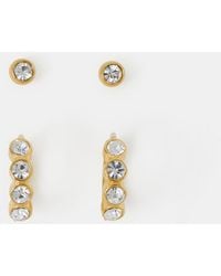 Accessorize - 2-Pack Stainless Steel Stone Stud & Hoop Earrings - Lyst