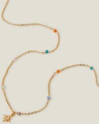 Accessorize - Women's 14ct Gold-plated Stationed Bead Chain - Lyst