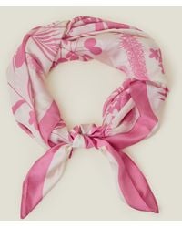 Accessorize - Women's Pink Embroidered Satin Square Scarf - Lyst