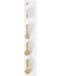 Accessorize - 5-Pack 14Ct-Plated Rose Quartz Stud & Hoop Earrings - Lyst