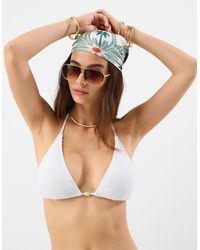 Accessorize - Crinkle Texture Bead Triangle Bikini Top - Lyst