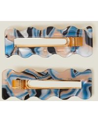 Accessorize - Women's Blue Acrylic 2 Pack Of Resin Wavy Clips - Lyst