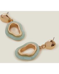 Accessorize - Women's Gold/green Green Contemporary Resin Inlay Drop Earrings - Lyst