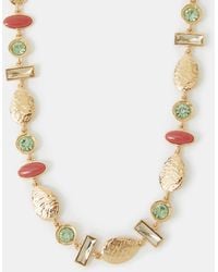 Accessorize - Textured Gemstone Necklace - Lyst