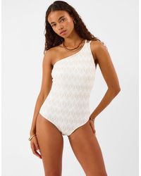 Accessorize - Shimmer Crochet One Shoulder Swimsuit - Lyst